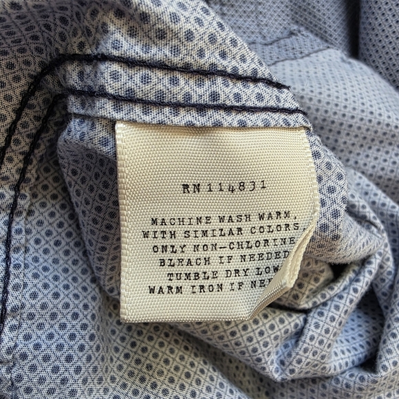 Construct Blue/White Geometric Pattern Button-up Flip Cuffs, Men Size 16.5 - Picture 7 of 7